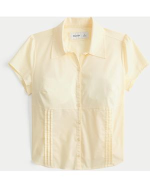 Hollister Short-sleeve Button Front Shirt - Natural
