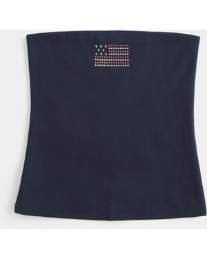 Hollister Taylor Schlauchoberteil mit Glitzereffekt - Blau