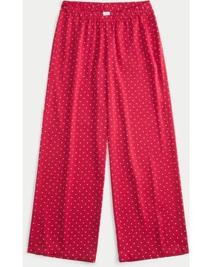Hollister Heart Pattern Wide-leg Trousers - Red