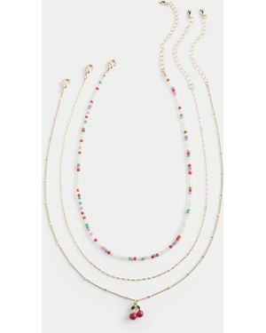 Hollister Cherry Necklace 3-pack - White