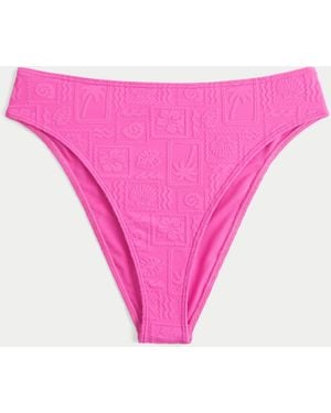 Hollister Curvy High-waist Jacquard Cheeky Bikini Bottom - Pink