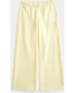Hollister Hollister Feel Good Wide-leg Logo Graphic Joggers - Yellow