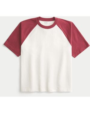 Hollister Boxy Heavyweight Cotton Raglan Crew T-shirt - White