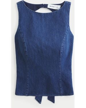 Hollister Denim Open-back Top - Blue