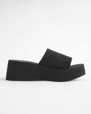 Hollister Black Platform Slides