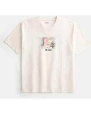 Hollister Boxy Heavyweight Spongebob Squarepants Graphic Tee - Natural