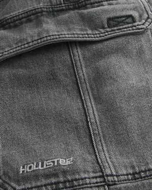 Hollister Baggy Cargo-Jeans in verwaschenem Grau - Schwarz