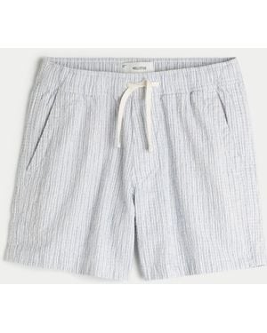 Hollister Mid-thigh Seersucker Pull-on Shorts - Multicolour