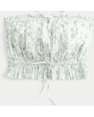 Hollister Easy Crop Strapless Lace Inset Tube Top - White