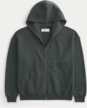 Hollister Boxy Zip-up Hoodie - Green