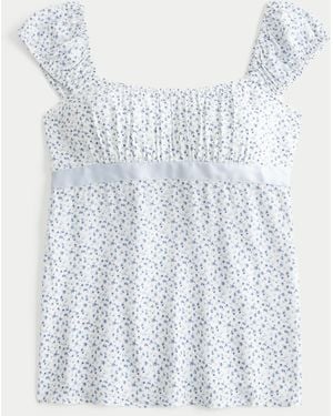 Hollister Easy Satin Tie Babydoll Top - Blue