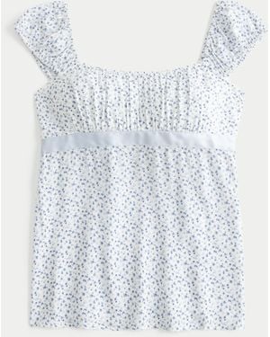 Hollister Easy Satin Tie Babydoll Top - Blue
