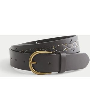Hollister Embroidered Eyelet Belt - Grey