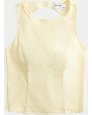 Hollister Linen-blend Open-back Top - Natural