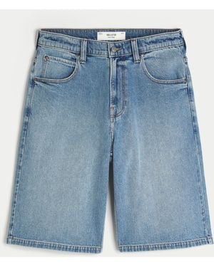 Hollister Medium Wash Super Baggy Denim Shorts - Blue