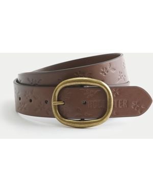 Hollister Embossed Floral Faux Leather Belt - Brown