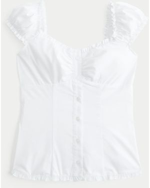 Hollister Short-sleeve Stretch Poplin Top - White