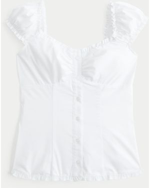 Hollister Short-sleeve Stretch Poplin Top - White