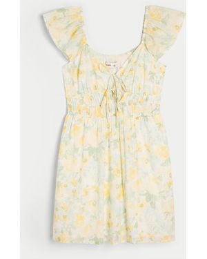 Hollister Flutter Sleeve Double-tie Skort Dress - Yellow