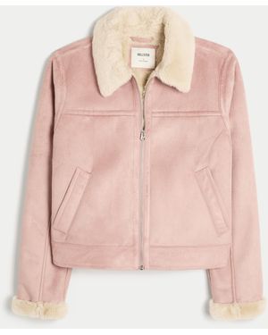 Hollister Faux Shearling Jacket - Pink