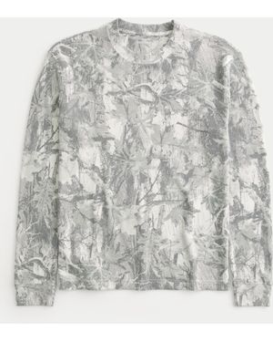 Hollister Long-sleeve Camo Waffle Crew T-shirt - Grey