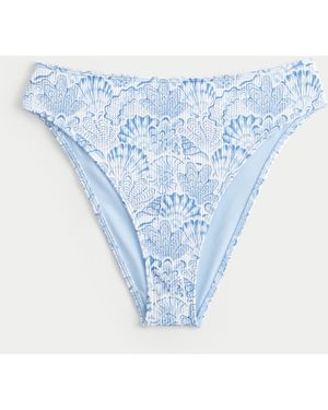 Hollister Curvy High-leg High-waist Rib Cheeky Bikini Bottom - Blue