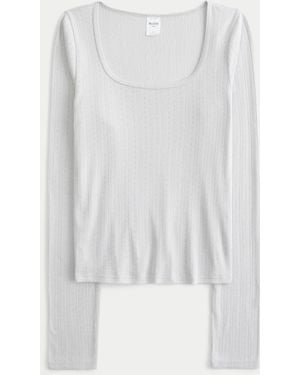 Hollister Pointelle-Pyjamaoberteil - Weiß