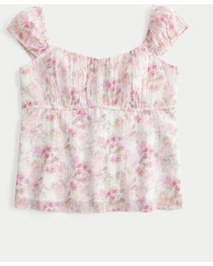 Hollister Ruched Babydoll Top - Pink