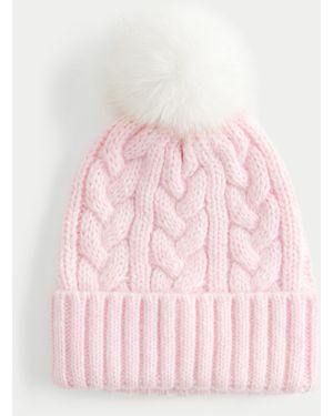 Hollister Cable-knit Pom Pom Beanie - Pink
