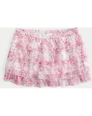 Hollister Tiered Chiffon Mini Skort - Pink