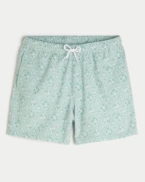 Hollister Mid-thigh Volley Swim Trunks - Blue