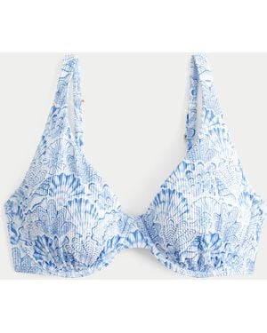 Hollister Curvy Rib High Apex Underwire Bikini Top - Blue