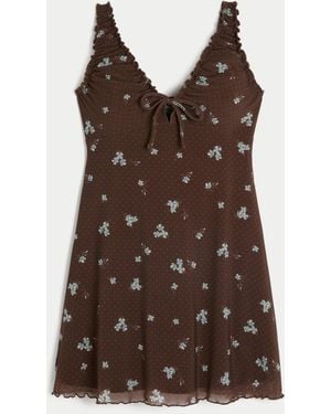 Hollister Mesh Knit Mini Dress - Brown