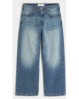 Hollister Dark Wash Super Baggy Jeans - Blue