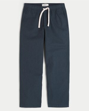 Hollister Linen-blend Loose Pull-on Trousers - Blue