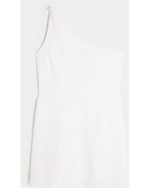 Hollister Linen-blend Asymmetrical Mini Dress - White