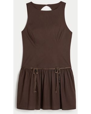 Hollister High-neck Drop Waist Skort Dress - Brown