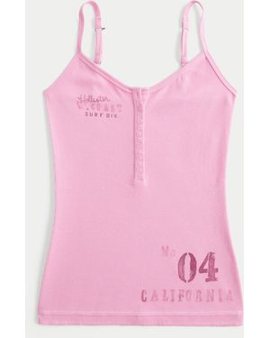 Hollister Surf Logo Graphic Henley Cami - Pink