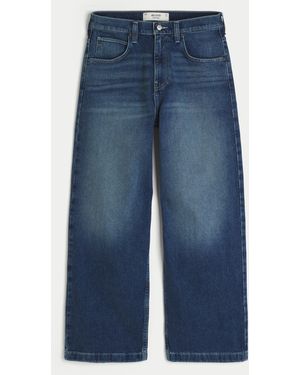 Hollister Dark Wash Super Baggy Jeans - Blue
