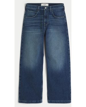 Hollister Dark Wash Super Baggy Jeans - Blue