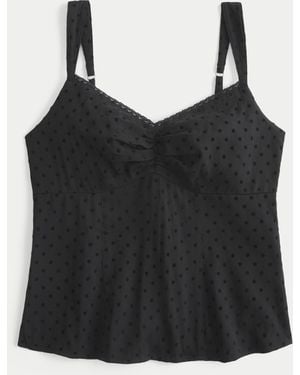 Hollister Lace Trim Chiffon Tank - Black