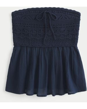 Hollister Easy Crochet-style Babydoll Top - Blue