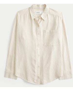 Hollister Oversized Linen-blend Shirt - Natural