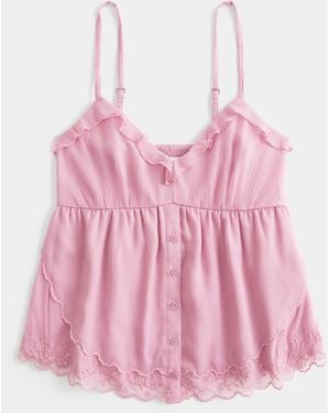 Hollister Easy Chiffon Babydoll Top - Pink