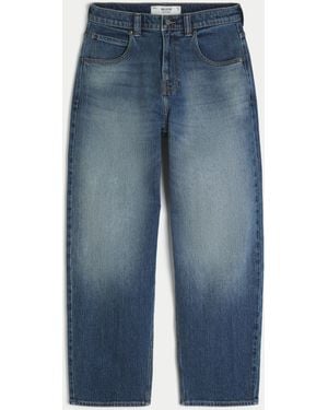 Hollister Medium Wash Eagle Graphic Skater Baggy Jeans - Blue