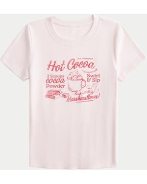 Hollister Hot Cocoa Graphic Baby Tee - Pink