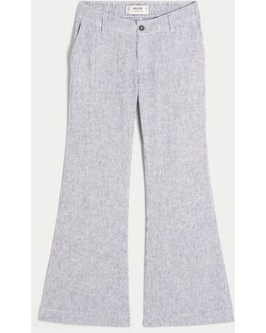 Hollister Low-rise Linen-blend Baggy Flare Trousers - Blue