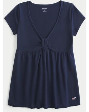 Hollister Easy Short-sleeve Babydoll Top - Blue