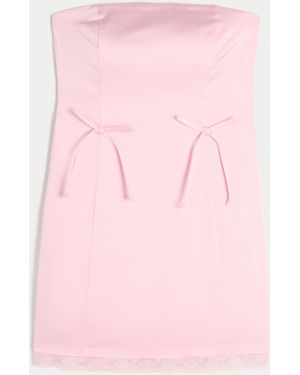 Hollister Satin Strapless Bow Bodycon Dress - Pink