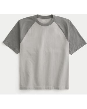 Hollister Boxy Heavyweight Cotton Raglan Crew T-shirt - Grey